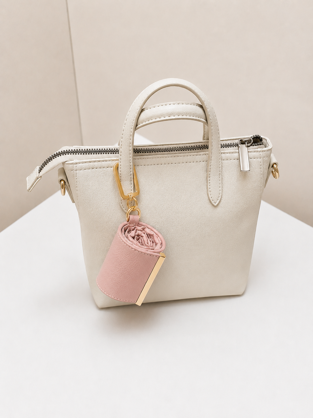Sac porte-clés pliable rose poudré