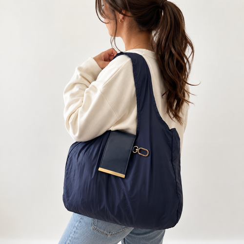 Sac porte-clés pliable bleu marine