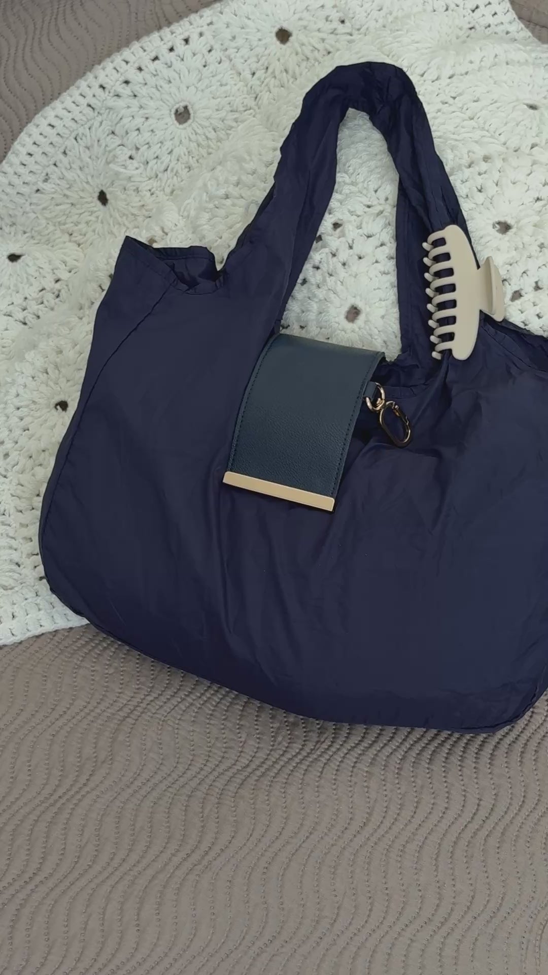 Sac porte-clés pliable bleu marine